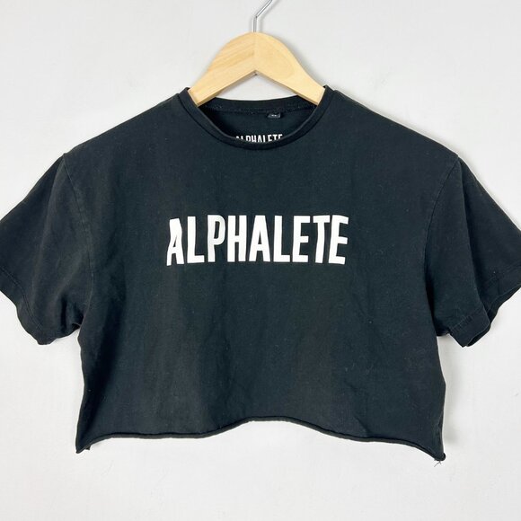 Alphalete Tops - Alphalete Black Cropped Tee Short Sleeve Active Athlesiure Athletic Sz XS Womens